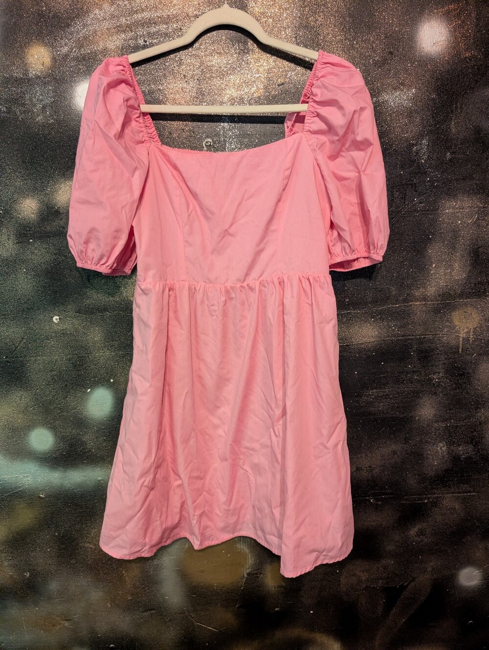 Pink Puff Sleeve Mini Dress